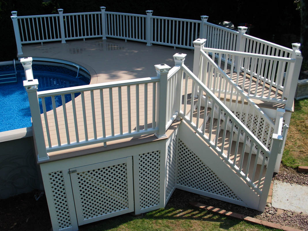 Azek decking, Trex Railing Pool deck